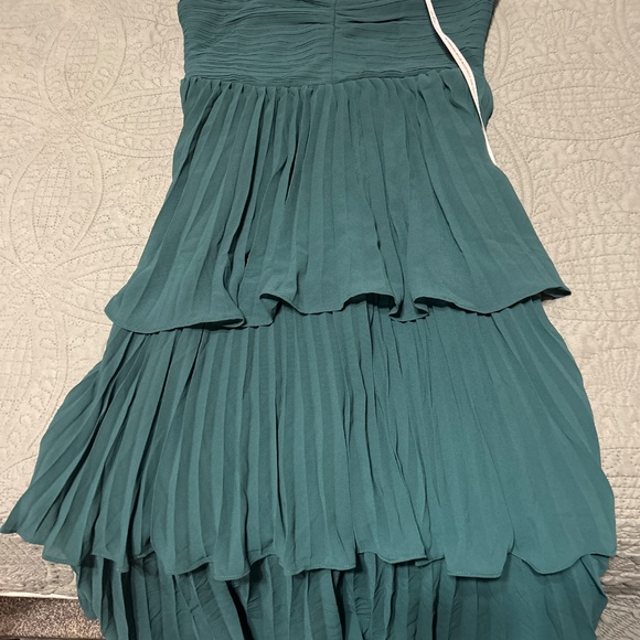 Lulus Seriously Sensational Emerald Strapless Tiered Maxi Dress Green - Size L - Picture 2 of 4